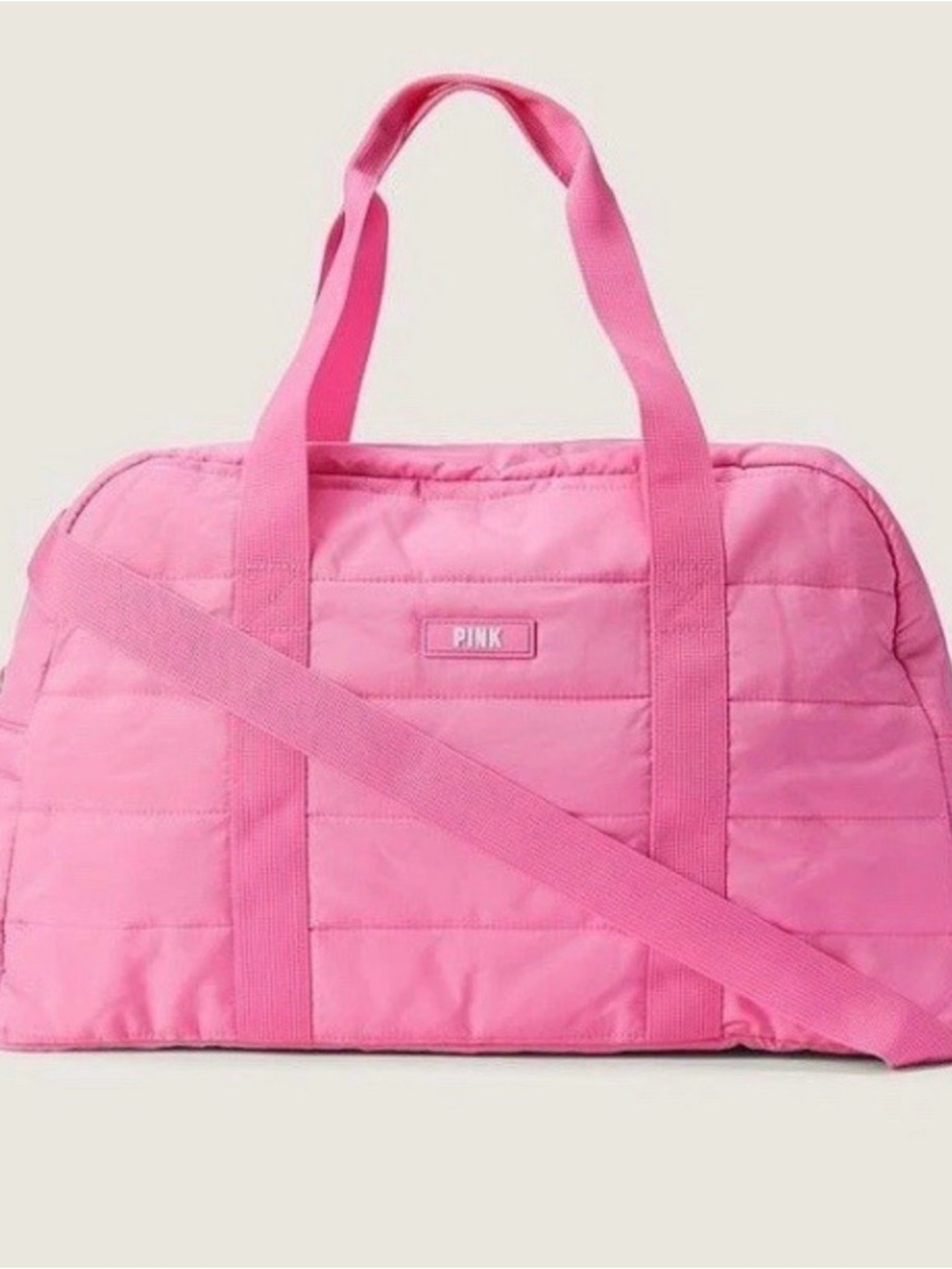 PINK Victoria's Secret Quilted Hot Pink Travel Duffle